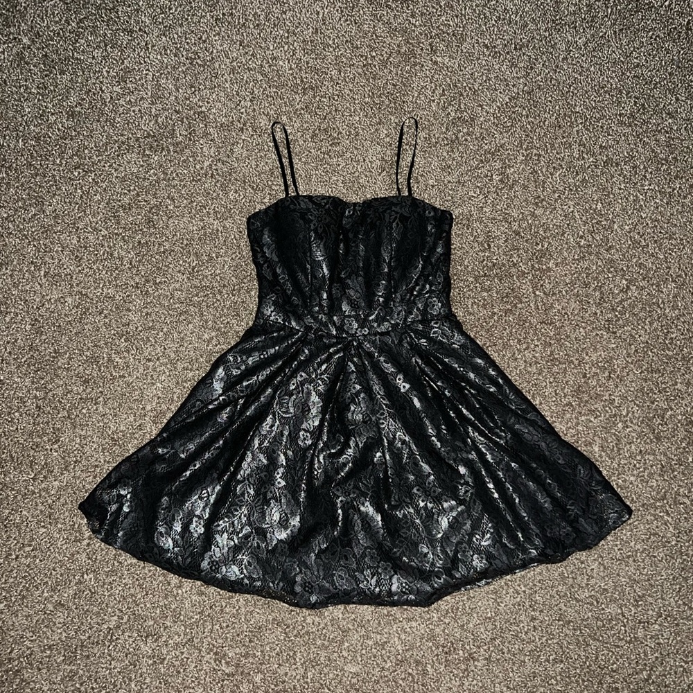 Mattox Vintage OG Flower Black Silver Fancy Dress
